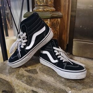 VANS Sk8-Hi Black & White Shoes - Y 13